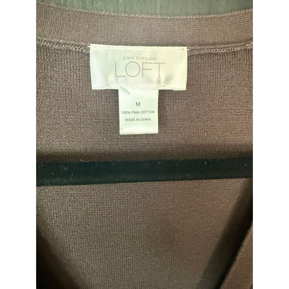 Ann Taylor Lightweight Taupe Button-Front Cardigan - Picture 3 of 3